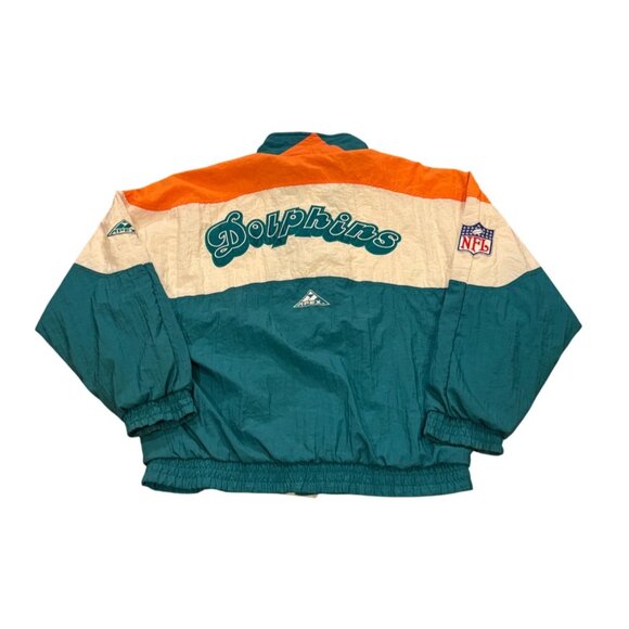 Vintage 1990's Apex One Miami Dolphins NFL Full Zip Windbreaker Jacket Medium - Picture 2 of 8